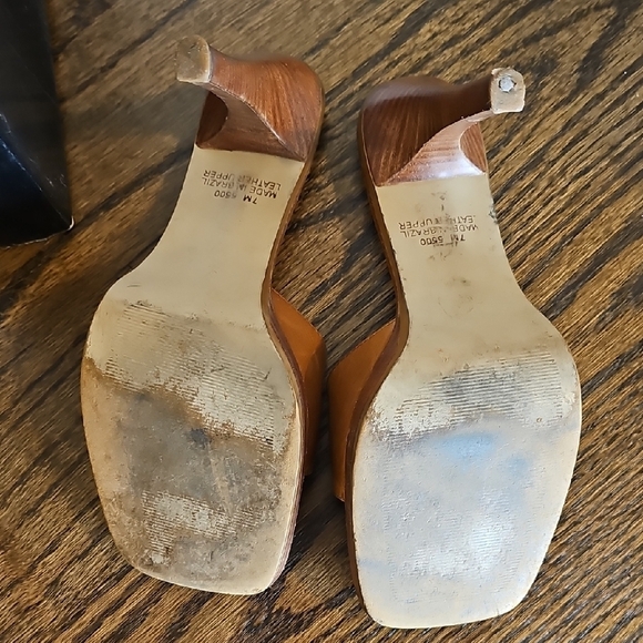 Bebe Women's Brown Leather Heels - Picture 5 of 10